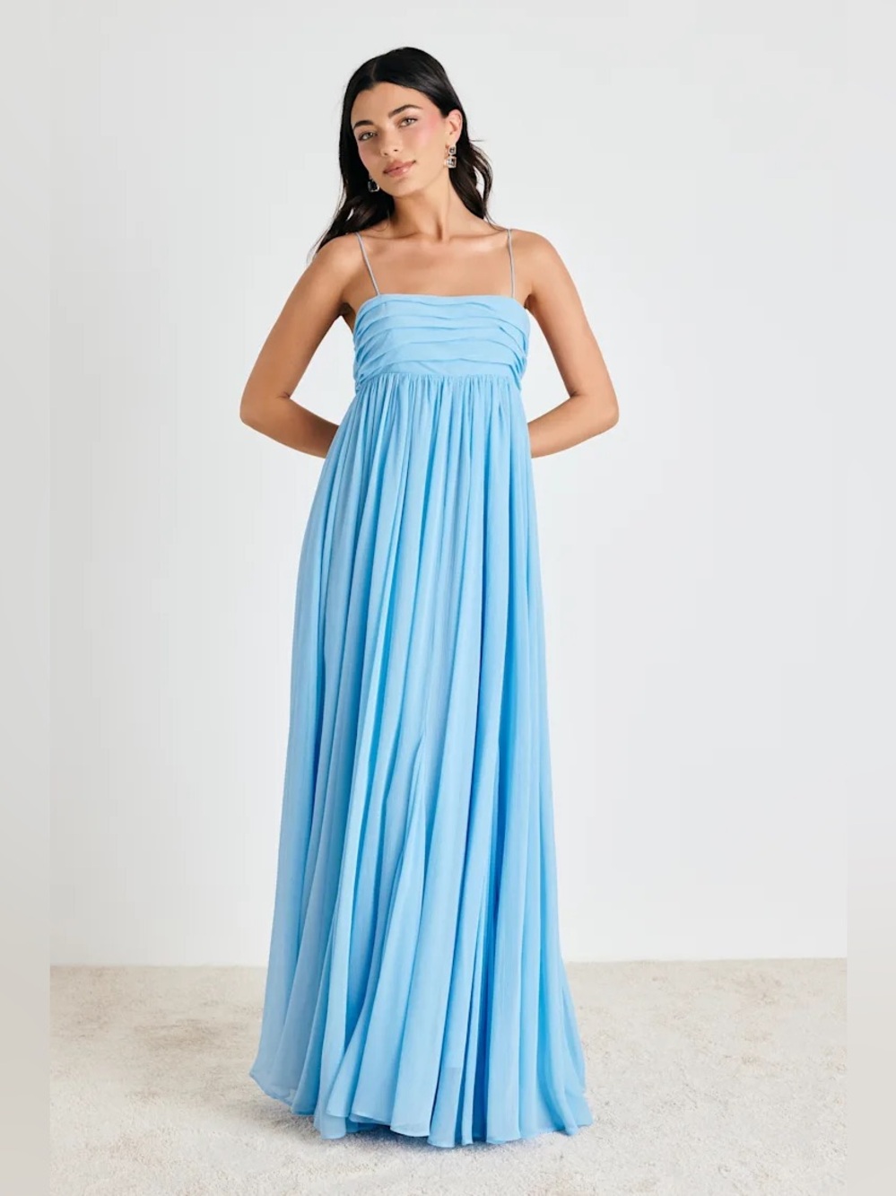 Luluโs Dansa Light Blue Pleated Maxi Dress